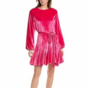 Beulah Pink velvet Mini Dress